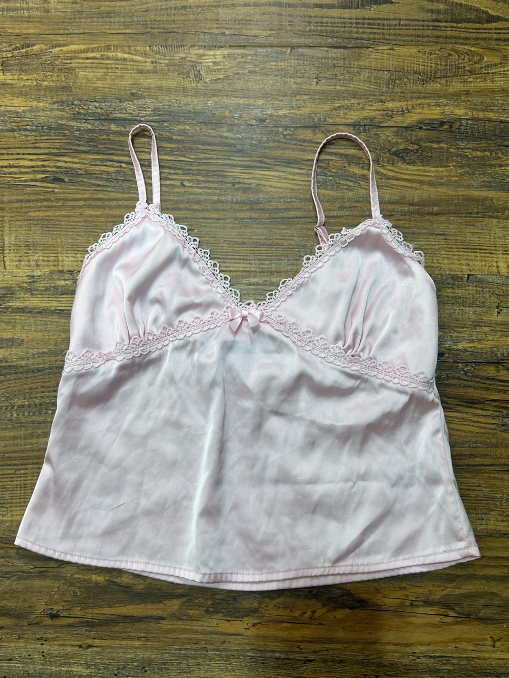 Edikted Coquette Baby Pink Satin Lace-Trim Cami Tank Top